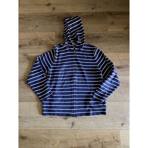 Y2k Polo Ralph Lauren Mens Blue Striped Knit Long Sleeve Full Zip Sweater Large